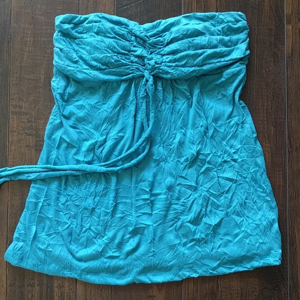 Turquoise strapless top